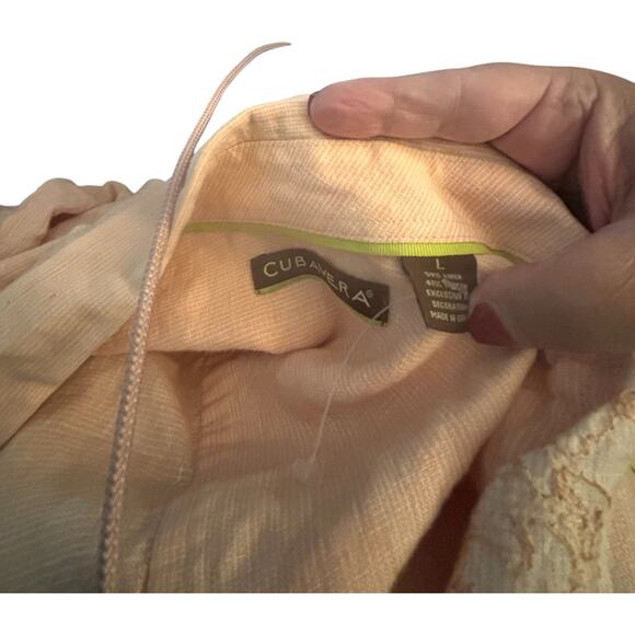 Cubavera Men's Short Sleeve Linen Shirt Size Large, Light pink - Picture 5 of 5